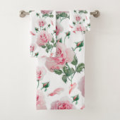 Scatter Pink Roses Pattern Bad Handdoek (Insitu)