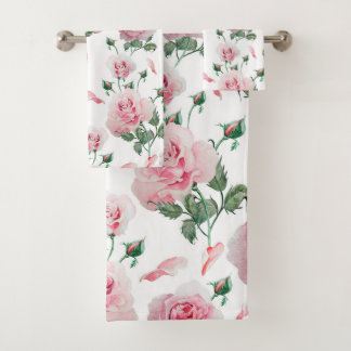Scatter Pink Roses Pattern Bad Handdoek