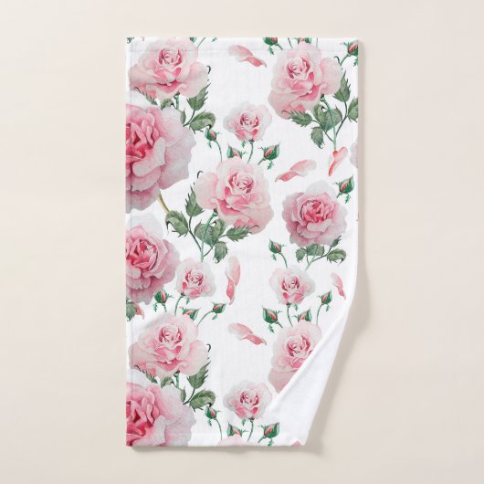 Scatter Pink Roses Pattern Bad Handdoek (Handdoek)