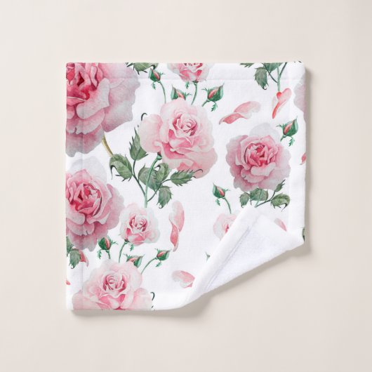 Scatter Pink Roses Pattern Bad Handdoek (Wasdoekje)