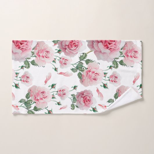 Scatter Pink Roses Pattern Bad Handdoek (Handdoek)