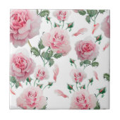 Scatter Pink Roses Pattern Tegeltje (Voorkant)