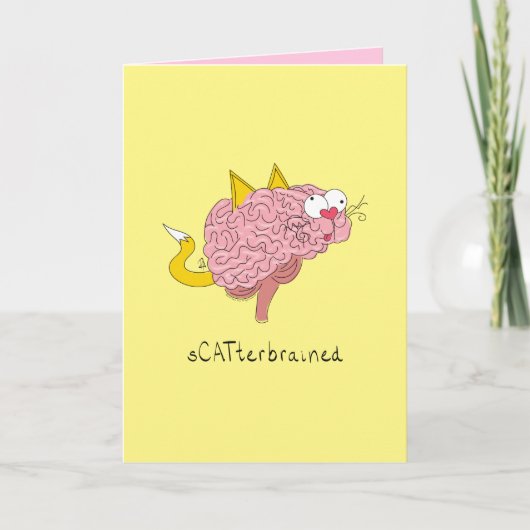 sCATterbrained Cat Brain Funny Wenskaart Kaart (Voorkant)