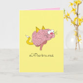 sCATterbrained Cat Brain Funny Wenskaart Kaart (Gele Bloem)