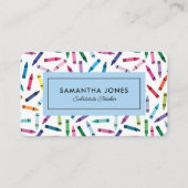 Scattered Crayons Substitute Teacher Contact Info Visitekaartje (Voorkant)