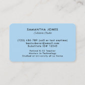 Scattered Crayons Substitute Teacher Contact Info Visitekaartje (Achterkant)