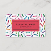 Scattered Crayons Substitute Teacher Contact Info Visitekaartje (Voorkant)