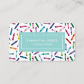 Scattered Crayons Substitute Teacher Contact Info Visitekaartje (Voorkant)