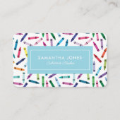 Scattered Crayons Substitute Teacher Contact Info Visitekaartje (Voorkant)