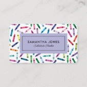 Scattered Crayons Substitute Teacher Contact Info Visitekaartje (Voorkant)