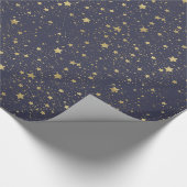 Scattered Gold Navy Blue Stars Cadeaupapier (Hoek)