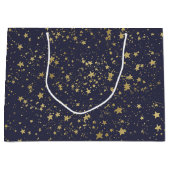 Scattered Gold Navy Blue Stars Groot Cadeauzakje (Voorkant)