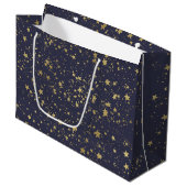 Scattered Gold Navy Blue Stars Groot Cadeauzakje (Voorkant Gekanteld)