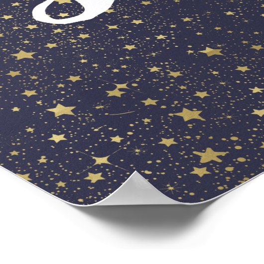 Scattered Gold Navy Blue Stars Poster (Hoek)
