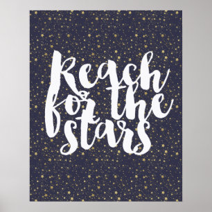 Scattered Gold Navy Blue Stars Poster