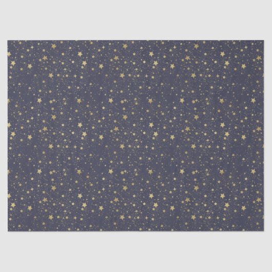 Scattered Gold Navy Blue Stars Tissuepapier (Voorkant)