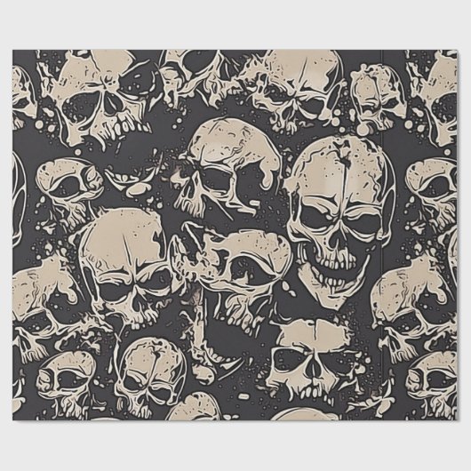 Scattered Grunge Skulls Cadeaupapier (Vlak)