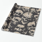 Scattered Grunge Skulls Cadeaupapier (Uitgerold)