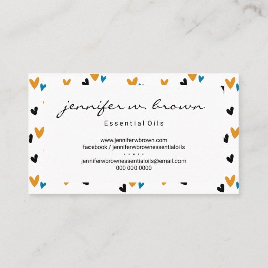 Scattered Hearts Confetti Visitekaartje (Achterkant)