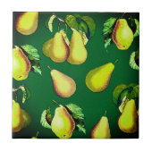 Scattered Pear Print op Emerald Green Ceramic Til Tegeltje (Voorkant)