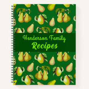 Scattered Pear Print op Emerald Green Notitieboek