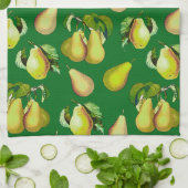 Scattered Pear Print op Emerald Green Theedoek (Gevouwen)