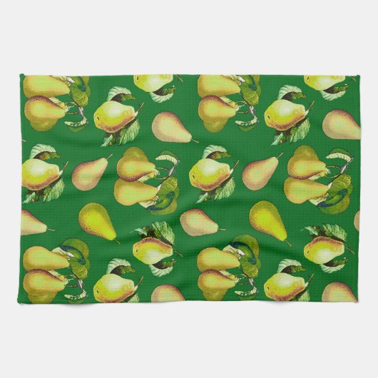 Scattered Pear Print op Emerald Green Theedoek (Horizontaal)