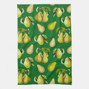 Scattered Pear Print op Emerald Green Theedoek