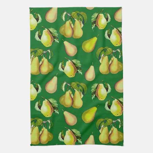 Scattered Pear Print op Emerald Green Theedoek (Verticaal)
