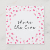 Scattered Pink Hearts Confetti Deel de Liefde Aanbevelingskaartje (Voorkant)