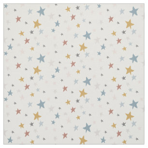 Scattered Stars Dusty Blue Gold Muted Baby Nursery Stof