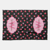 Scattered Waterverf Cherries Monogrammed Theedoek (Horizontaal)