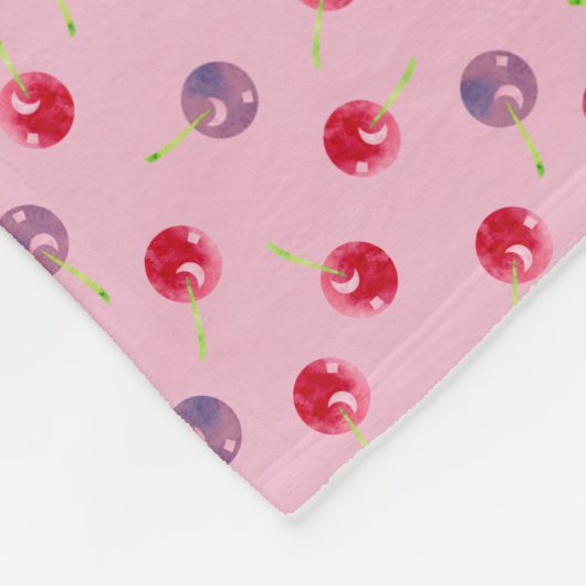 Scattered Waterverf Cherry Pattern Personalized Fleece Deken (Hoek)