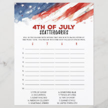 Scattergories 4th of July Feestspel