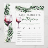 Scattergories Wijndennen Bachelorette spel kaart (Voorkant / Achterkant)