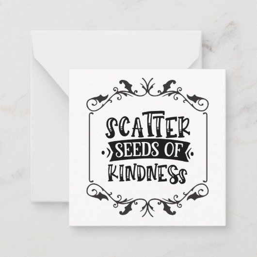 Scatterzaden van vriendelijkheid, woordkunst notitiekaartje (Voorkant)