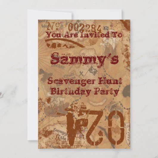 Scavenger Hunt Birthday Invite Kaart (Voorkant)