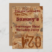 Scavenger Hunt Birthday Invite Kaart (Voorkant / Achterkant)