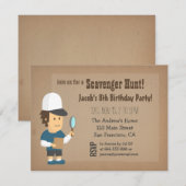 Scavenger Hunt Birthday Party Kaart (Voorkant / Achterkant)