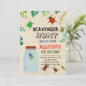 SCAVENGER HUNT bug party uitnodiging (Staand voorkant)