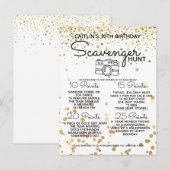Scavenger Hunt Game voor Mall Party Tieners goud Aankondigingskaart (Voorkant / Achterkant)