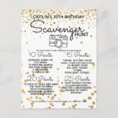 Scavenger Hunt Game voor Mall Party Tieners goud Aankondigingskaart (Voorkant)