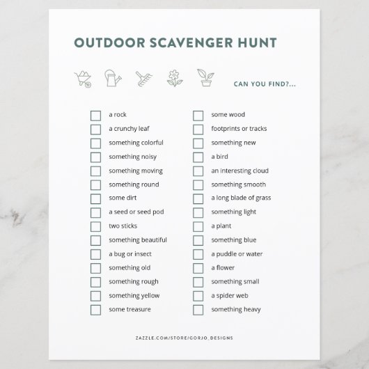 Scavenger Hunt Kinder Activiteiten in de openlucht (Voorkant)