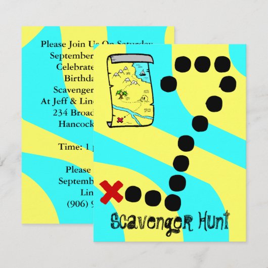 Scavenger Hunt Map Party Thema Uitnodigingen (Voorkant / Achterkant)