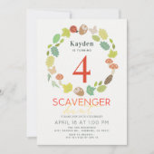 Scavenger Hunt Natuur Trail Blauwgroen verjaardag Kaart (Voorkant)