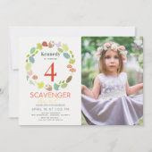 Scavenger Hunt Natuur Trail Rood Foto Birthday Kaart (Voorkant)