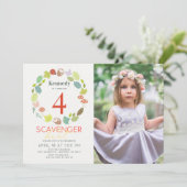 Scavenger Hunt Natuur Trail Rood Foto Birthday Kaart (Staand voorkant)