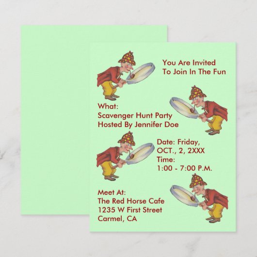 SCAVENGER HUNT PARTIJ BELEGT ~EZ OM AAN TE PASSEN KAART (Voorkant / Achterkant)