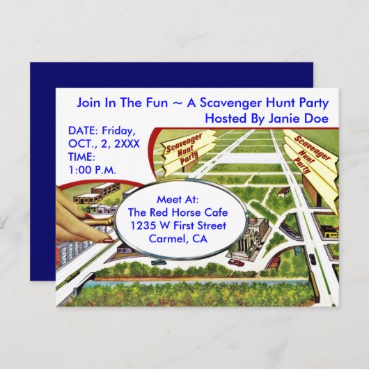 SCAVENGER HUNT PARTIJ BELEGT ~EZ OM AAN TE PASSEN KAART (Voorkant / Achterkant)