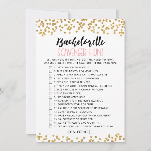 Scavenger Hunt Party bewerkbare game Kaart (Voorkant)